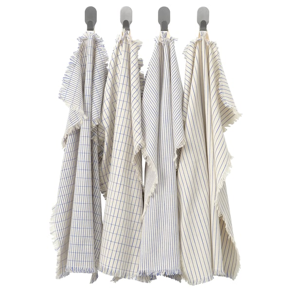 IKEA VÄLVÅRDAD Dish towel white/blue patterned 18x24 "