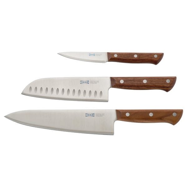IKEA VARDAGEN 3-piece knife set stainless steel/walnut