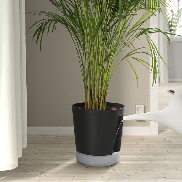 IKEA VÅRDTRÄD Self-watering Plant Pot Indoor/outdoor Transparent/anthracite 9 ½ "
