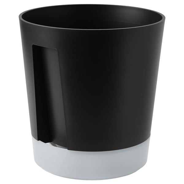 IKEA VÅRDTRÄD Self-watering plant pot indoor/outdoor transparent/anthracite 9 ½ "