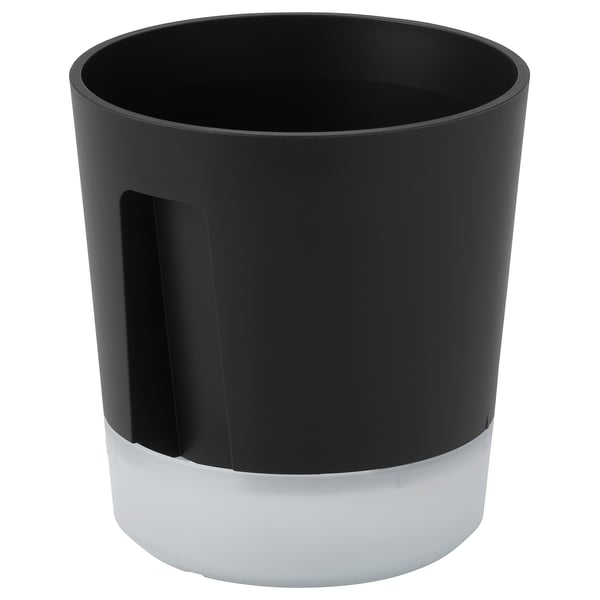 IKEA VÅRDTRÄD Self-watering plant pot indoor/outdoor transparent/anthracite 3 ½ "