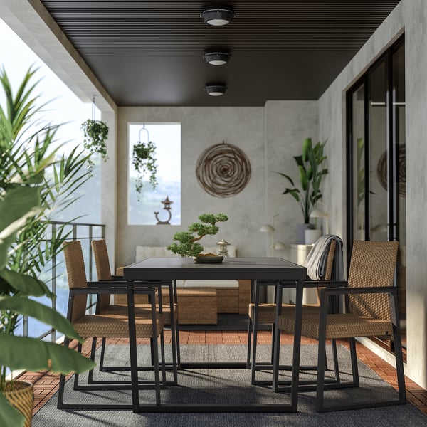 IKEA VÄRMANSÖ Table And 4 Chairs Outdoor Dark Gray/brown 63 3/8 "