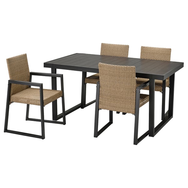 IKEA VÄRMANSÖ Table and 4 chairs outdoor dark gray/brown 63 3/8 "