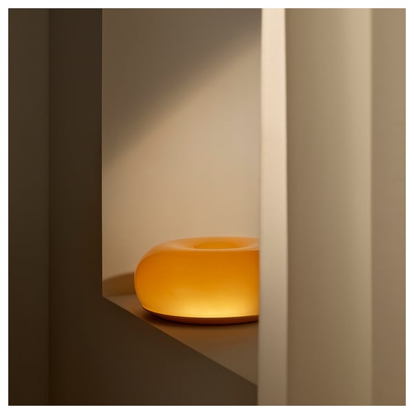 IKEA VARMBLIXT LED Table/wall Lamp Orange Glass/round 12 "