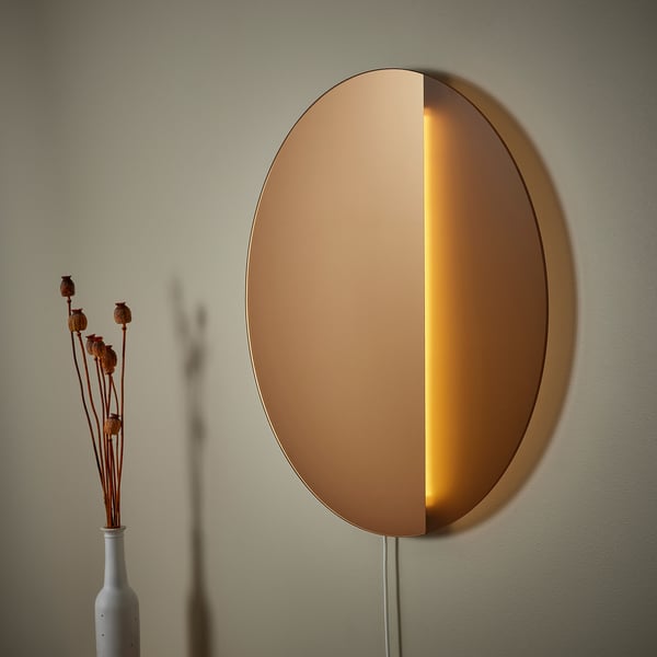 IKEA VARMBLIXT LED Wall/mirror Lamp Dimmable/bronze Color Round