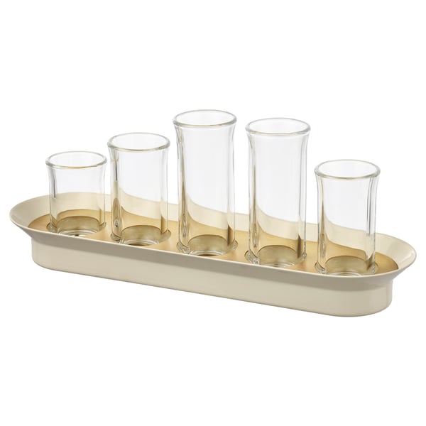 IKEA VATTENKRASSE Propagation set clear glass ivory/gold