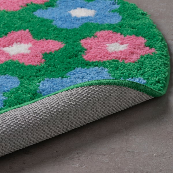 IKEA VATTENSKRUV Bath Mat Floral Pattern/multicolor 24x26 "