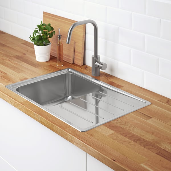 IKEA VATTUDALEN Single Bowl Top Mount Sink Stainless Steel 27 1/8x18 1/2 "