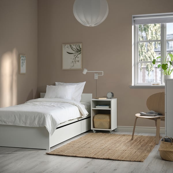 IKEA VIHALS Bed Frame With 2 Storage Boxes White/Luröy Twin