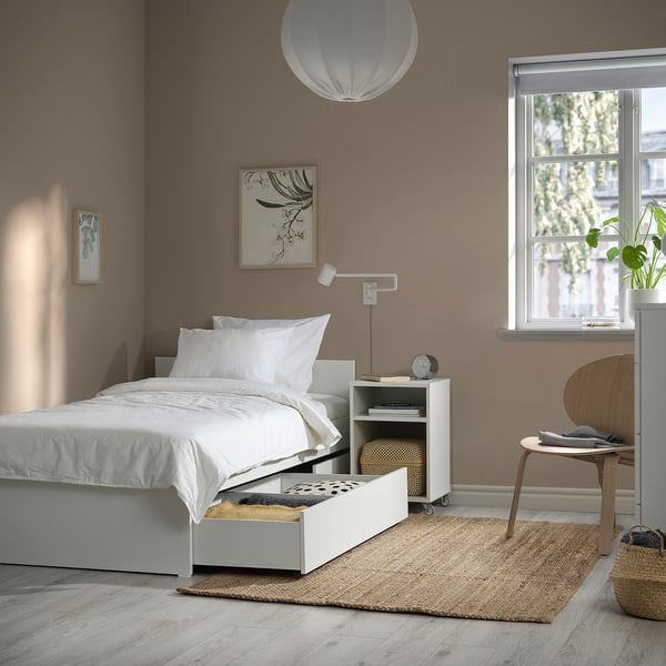 IKEA VIHALS Bed Frame With 2 Storage Boxes White/Luröy Twin