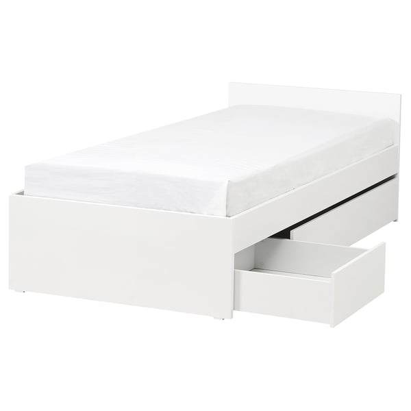 IKEA VIHALS Bed frame with 2 storage boxes white/Luröy Twin