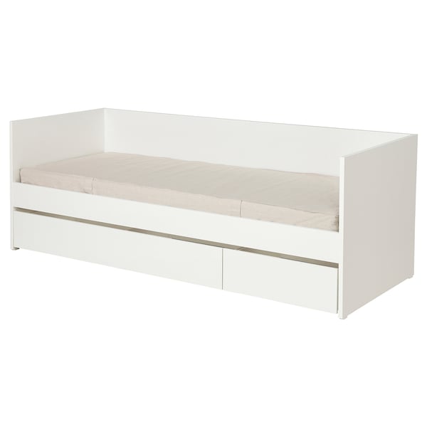 IKEA VIHALS Day-bed with storage/1 mattress white/Vannareid firm Twin