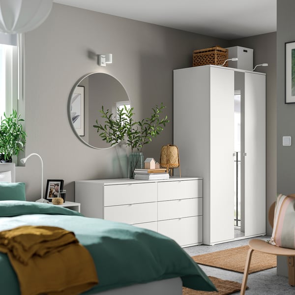 IKEA VIHALS Wardrobe Combination White/mirror Glass 96 1/2x22 1/2x78 3/4 "