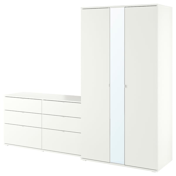 IKEA VIHALS Wardrobe combination white/mirror glass 96 1/2x22 1/2x78 3/4 "