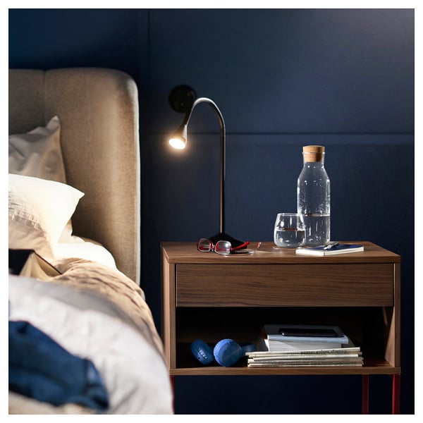 IKEA VIKHAMMER Nightstand Walnut Veneer 23 5/8x15 3/8 "