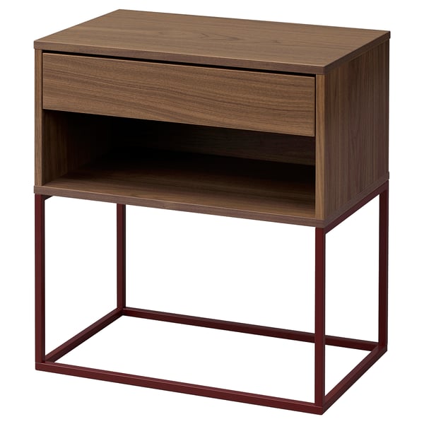 IKEA VIKHAMMER Nightstand walnut veneer 23 5/8x15 3/8 "