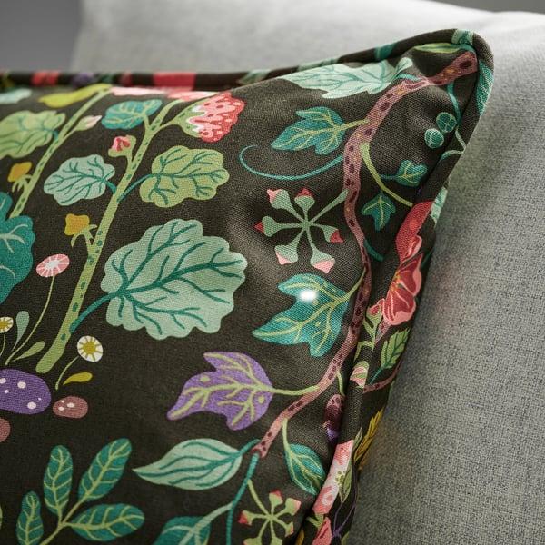 IKEA VILDPERSILJA Cushion Cover Black-green Multicolor/floral Pattern 20x20 "