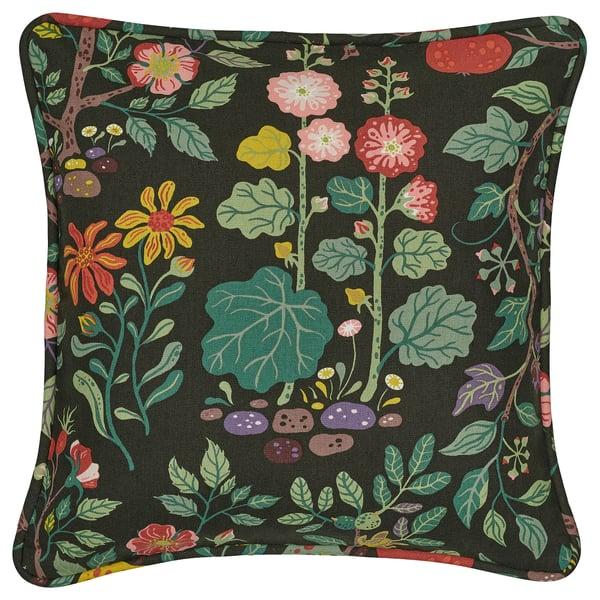 IKEA VILDPERSILJA Cushion cover black-green multicolor/floral pattern 20x20 "