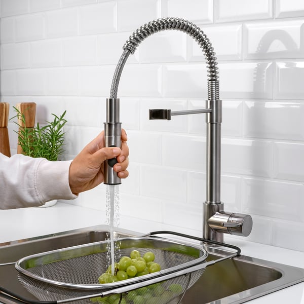 IKEA VIMMERN Kitchen Faucet With Handspray Stainless Steel Color