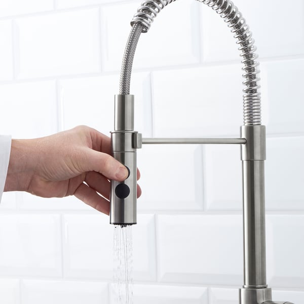 IKEA VIMMERN Kitchen Faucet With Handspray Stainless Steel Color