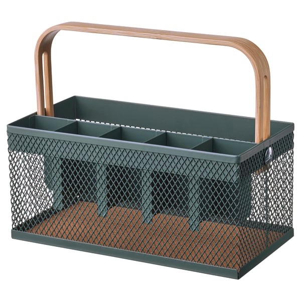 IKEA VIMPELFISK Cutlery holder bamboo/gray-turquoise