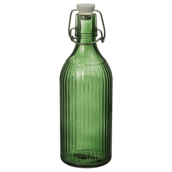 IKEA VINTERFINT Bottle with stopper glass green 17 oz