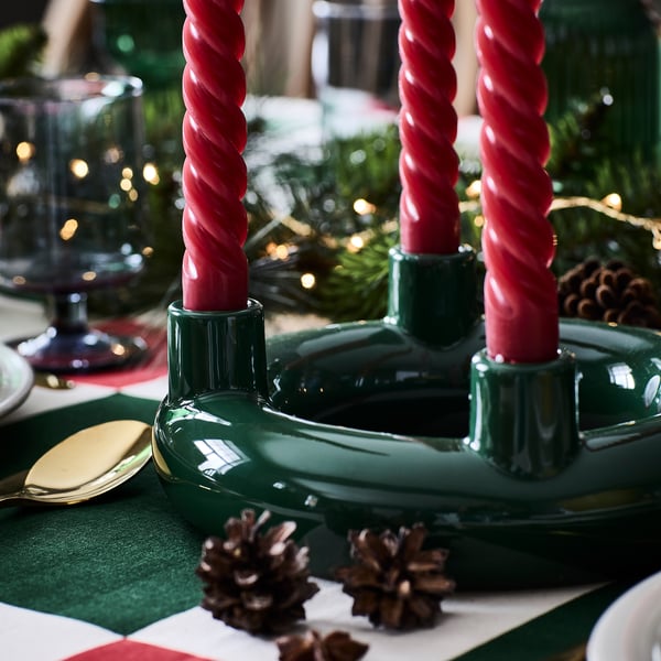 IKEA VINTERFINT Candlestick For 4 Candles Rounded/dark Green 3 "