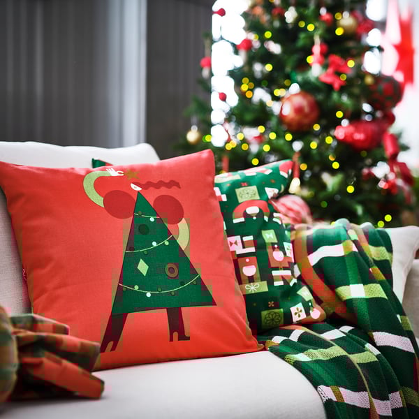 IKEA VINTERFINT Cushion Cover Christmas Pattern Red 20x20 "