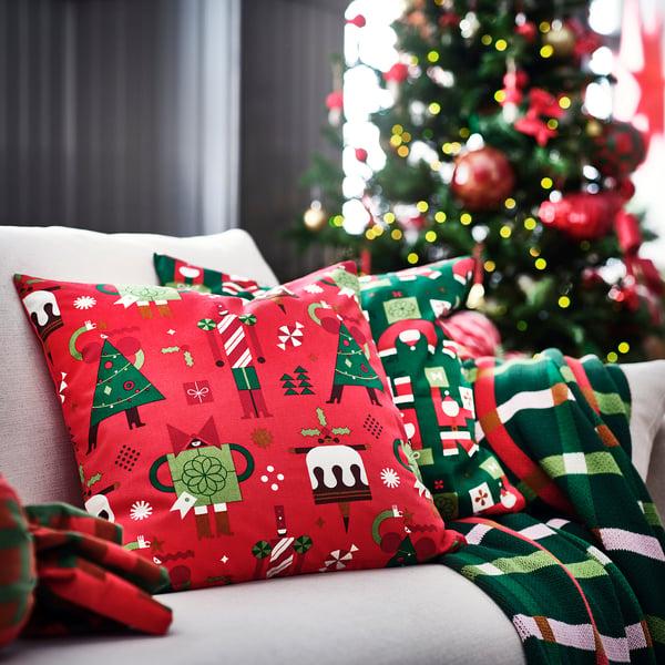IKEA VINTERFINT Cushion Cover Christmas Pattern Red 20x20 "