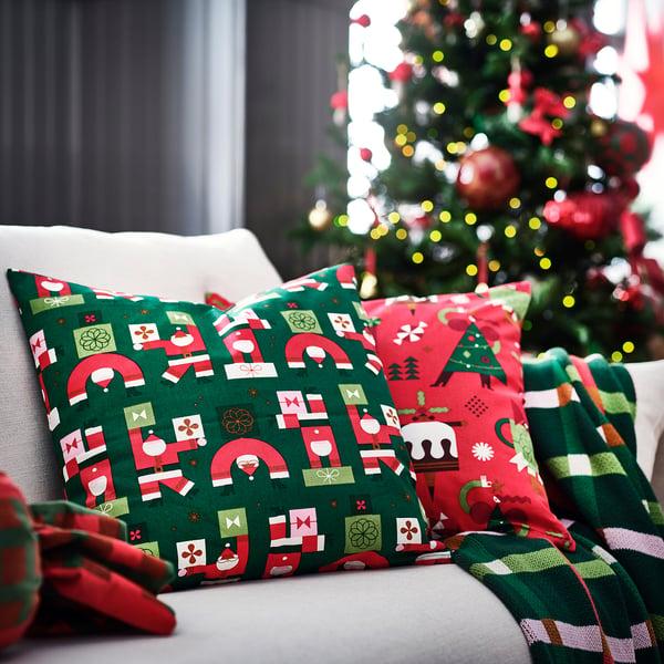 IKEA VINTERFINT Cushion Cover Santa Claus Pattern Green 20x20 "