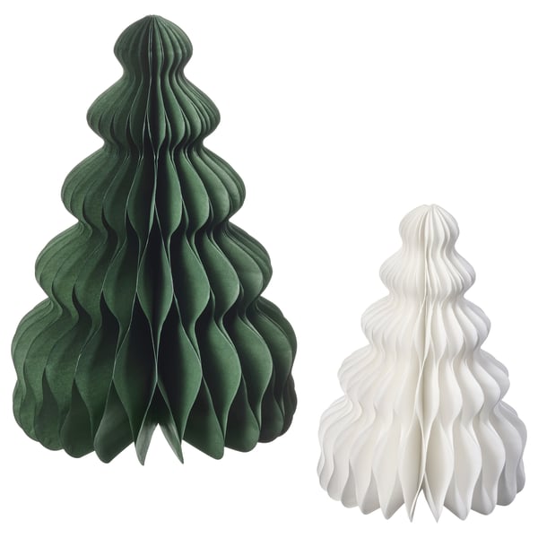IKEA VINTERFINT Decoration set of 2 Christmas tree shaped white/green