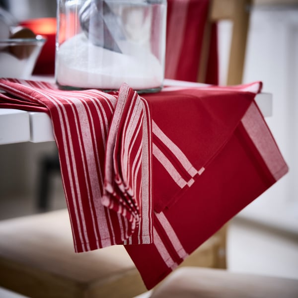 IKEA VINTERFINT Dish Towel Mixed Patterns Red/white 20x28 "