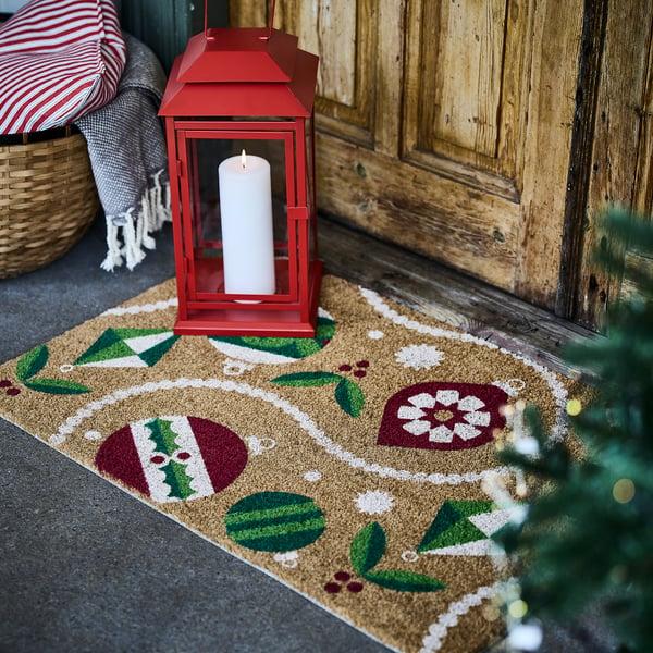 IKEA VINTERFINT Door Mat Christmas Ornament Patterned Coir/multicolor 2 ' 0 "x2 ' 11 "