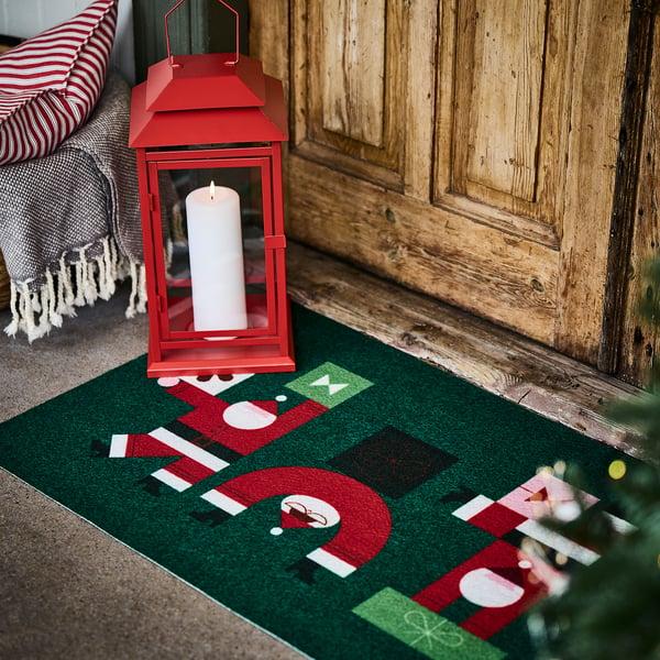 IKEA VINTERFINT Door Mat Santa Claus Pattern Green 2 ' 0 "x2 ' 11 "