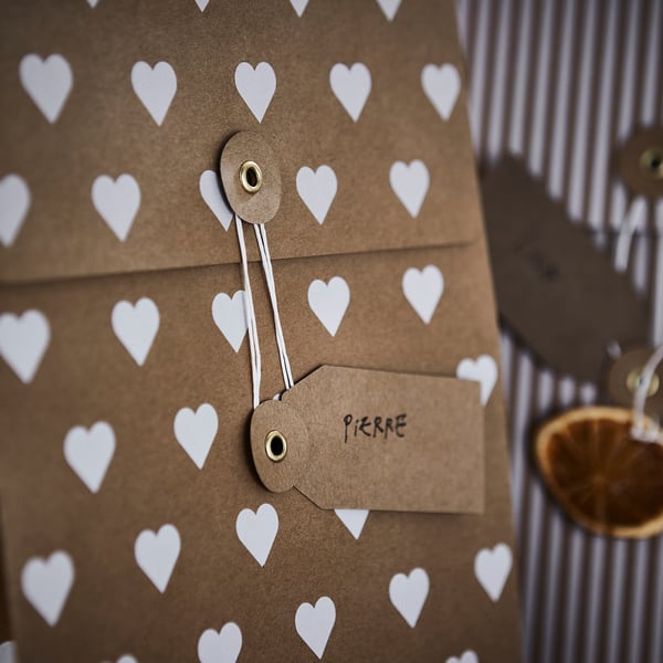 IKEA VINTERFINT Gift Bag Mixed Patterns Brown 7 ¾x10 ¼ "