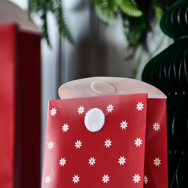 IKEA VINTERFINT Gift Bag Set Of 3 Mixed Patterns Red