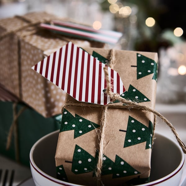 IKEA VINTERFINT Gift Wrap Roll Mixed Patterns Green/brown 9.84x2.30 '/22.60 Sq Feet