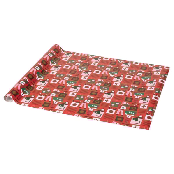 IKEA VINTERFINT Gift wrap roll red/pink 10x2.30 '/22.60 sq feet