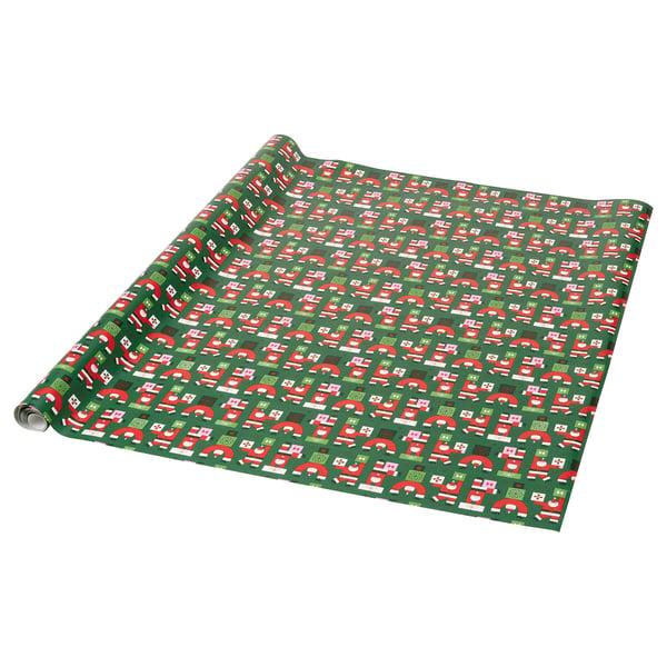 IKEA VINTERFINT Gift wrap roll Santa Claus pattern green 13.12x3.28 '