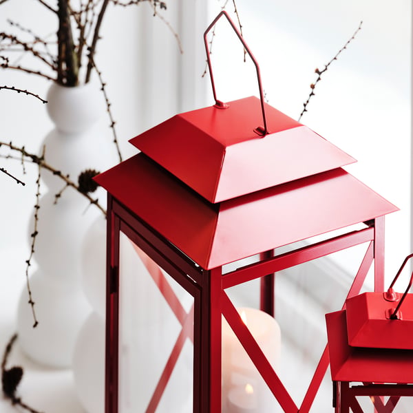 IKEA VINTERFINT Lantern F/tealight Indoor/outdoor Bright Red 8 ¾ "