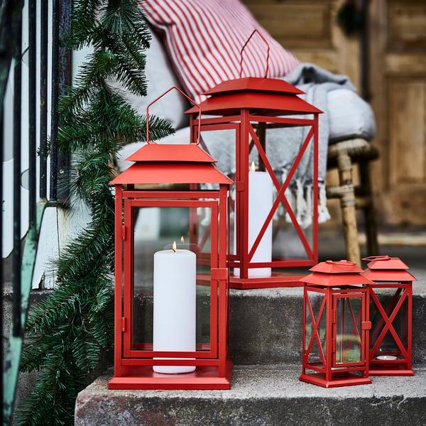 IKEA VINTERFINT Lantern F/tealight Indoor/outdoor Bright Red 8 ¾ "