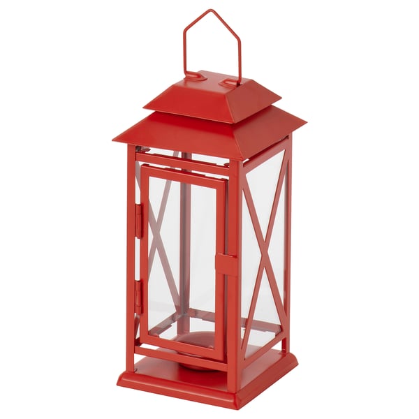 IKEA VINTERFINT Lantern f/tealight indoor/outdoor bright red 8 ¾ "