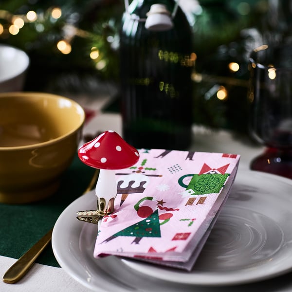 IKEA VINTERFINT Paper Napkin Mixed Patterns Pink 13x13 "