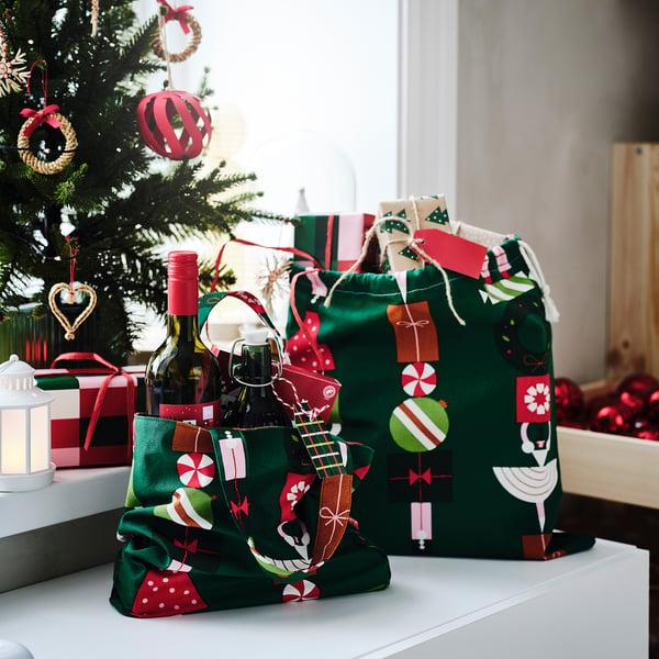 IKEA VINTERFINT Pre-cut Fabric Christmas Motifs Green 59x118 "