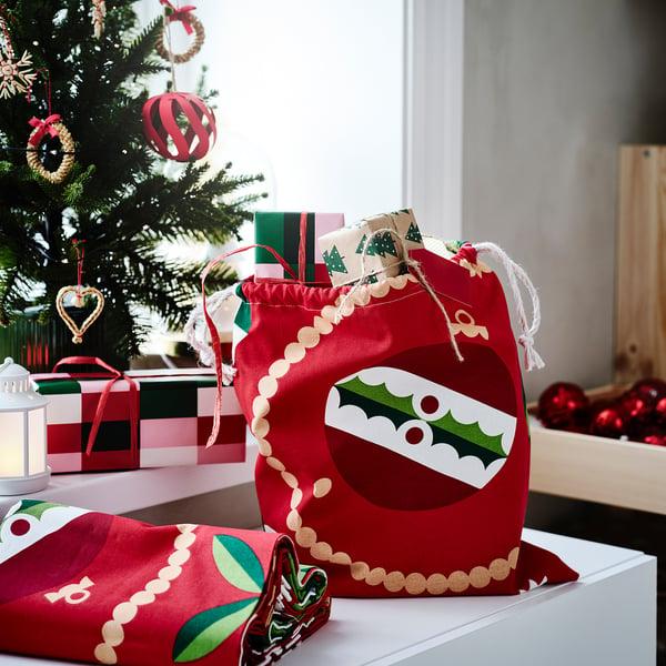 IKEA VINTERFINT Pre-cut Fabric Christmas Ornament Patterned Red 59x118 "