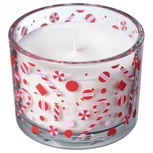IKEA VINTERFINT Scented candle in glass Candy cane/white 50 hr