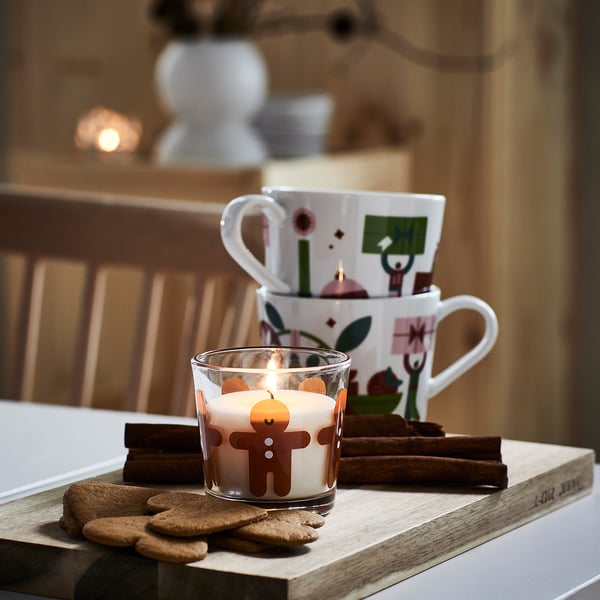 IKEA VINTERFINT Scented Candle In Glass Gingerbread Cookies 25 Hr