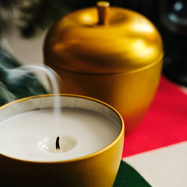 IKEA VINTERFINT Scented Candle In Metal Cup Apple-shaped/Apple And Cinnamon Gold 24 Hr