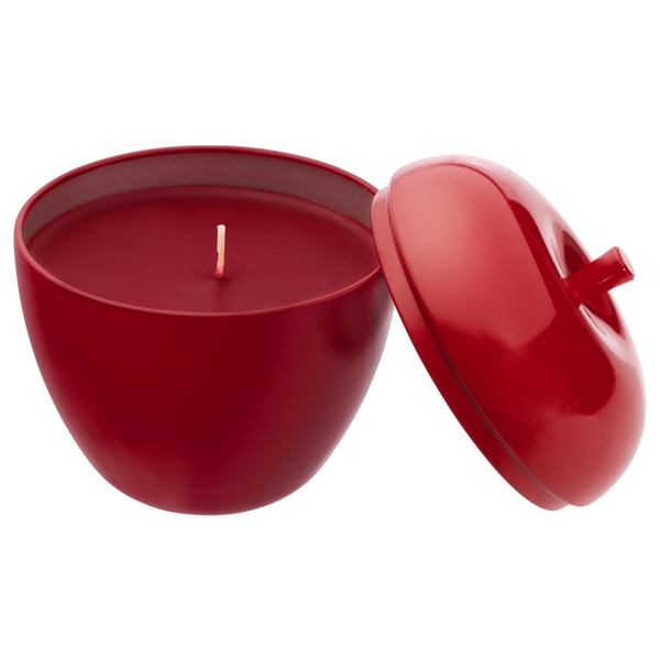 IKEA VINTERFINT Scented candle in metal cup apple-shaped/Apple and cinnamon red 24 hr