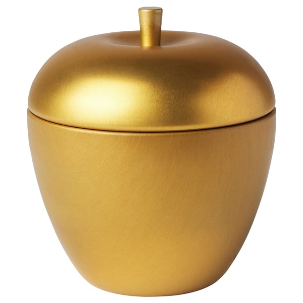 IKEA VINTERFINT Scented candle in metal cup apple-shaped/Apple and cinnamon gold 24 hr
